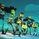 Raz and his family stand on a starry night looking at something that appears to have them worried.